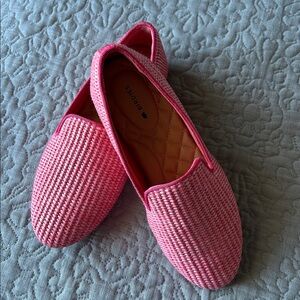 🩷 Birdies The Starling Lipstick Pink Woven Slip-On Loafers size 6